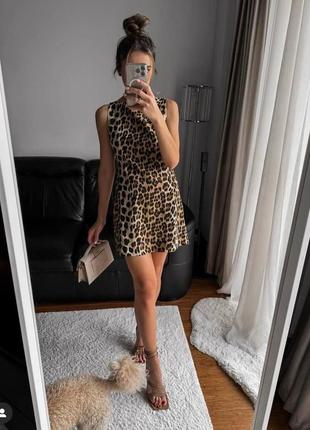 Женская летняя мини-платье с леопардовым принтом