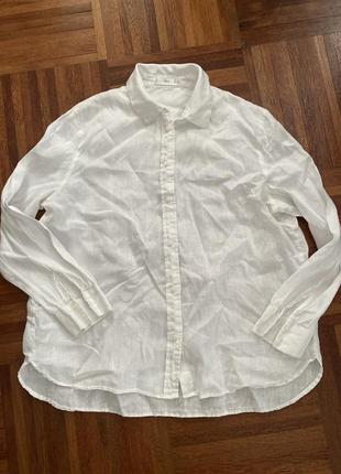 Белая льняная рубашка с длинными рукавами mango m испания 🇪🇸