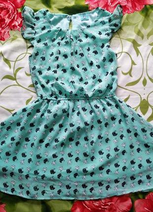 Стильне,м"ятне плаття,сукня з зайчиками для дівчинки 5-6 р-kiki&koko