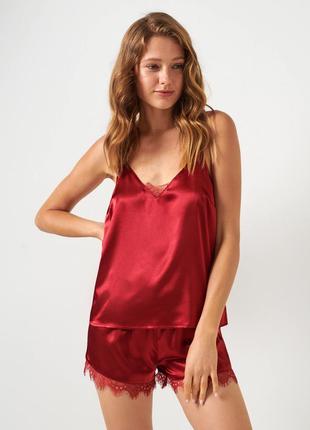 Піжамний комплект з обробкою мереживом піжама комплект з мереживом жіночий домашній костюм