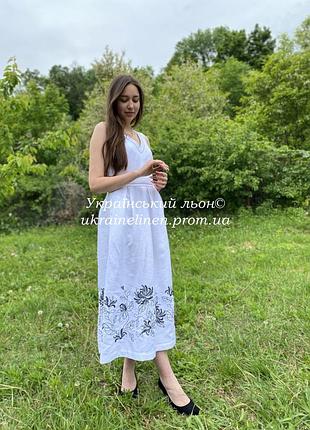 Платье цвета белая галерея льна, льняное платье, 42-50рр.