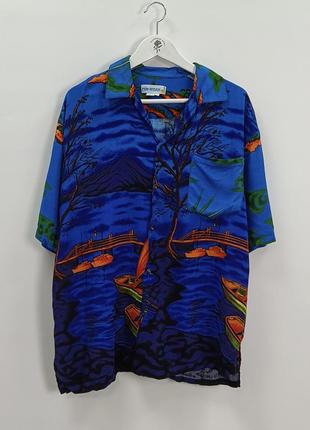Фулпринт винтажная гавайка с океаном летняя рубашка