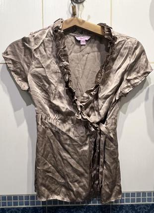 Шелковая майка топ блуза без рукавов цвета беж или кофе с молоком от monsoon оригинал