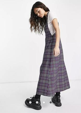 Сарафан в клітинку міді з розрізом topshop