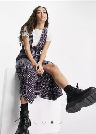 Сарафан в клітинку міді з розрізом topshop