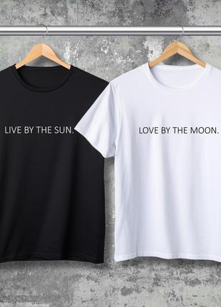 Парная футболка с принтом - love by the sun!