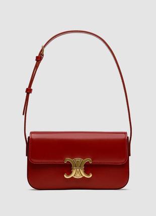 Женская сумка celine shoulder bag claude in shiny calfskin burgundy красная