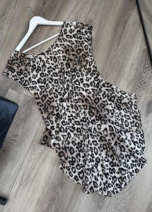 Topshop блуза шифоновая блузка майка леопардовый принт с удлиненным задним полотном