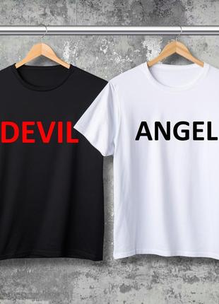 Парная футболка с принтом - devil!
