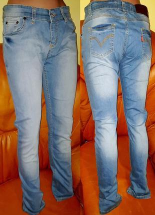 Голубые джинсы скинни levis 501 w32 l32