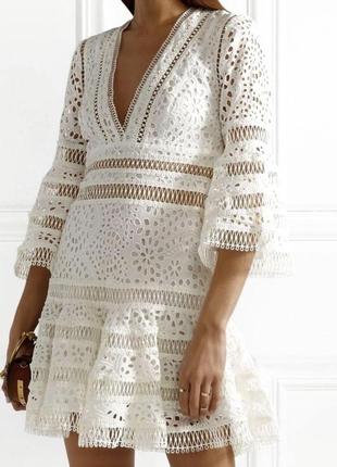 Біла крута мереживна пишна сукня прошва шиття стиль zimmermann