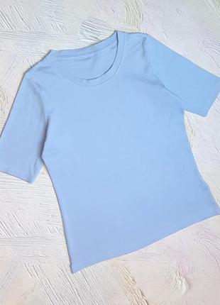 💝2+1=4 стильная нежно-голубая женская базовая футболка хлопок, размер 46 - 48