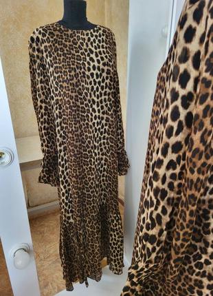 Плаття леопард максі довге міді в підлогу вільне оверсайз шифон поліестер-антимал принт тигр лоєпард лев тваринний
