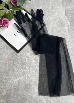Перчатки фатиновые черные длинные выше локтя под платье/фотосессия в разных цветах🤍