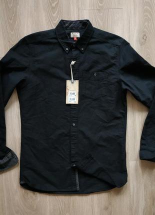 Рубашка next oxford shirt черная 100% cotton, размер s, новая с биркой.