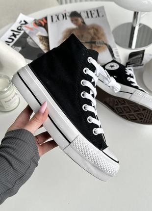 Крутые женские высокие кеды converse all star hight chuck taylor platform black white чёрно-белые