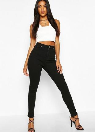 Брендові чорні джинси скінні з високою талією h&m, 14 розмір.