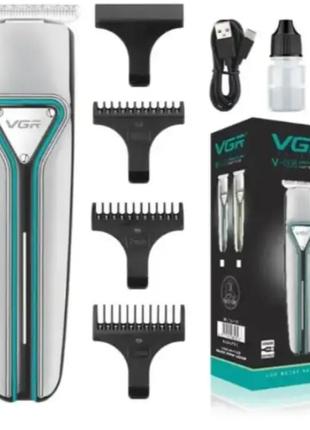Машинка для стрижки волос, аккумулятор на  600 мач, с трема насадками 1, 2, 3 мм vgr v 008, led подсветка