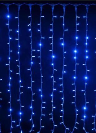 Гірлянда штора, водоспад новорічна на вікно xmas led 3m*2m 320-b синя10 фото