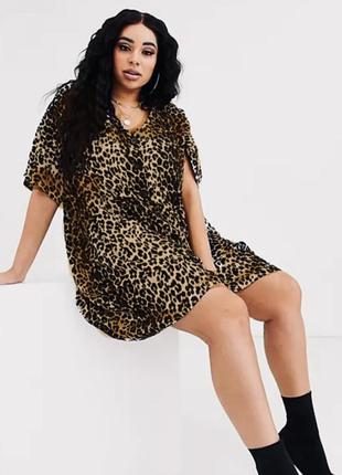 Летнее платье большого размера тренд леопардовый принт