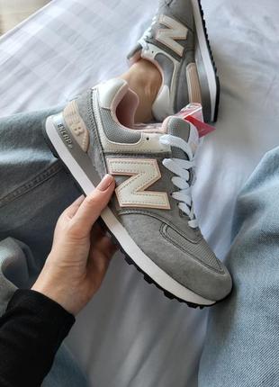 Замшевые кроссовки new balance 574 grey