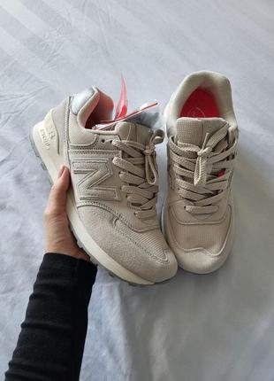 Замшевые кроссовки new balance 574 beige