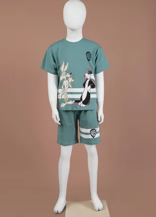 Костюм для мальчиков 40470 зеленый шорты футболка летний