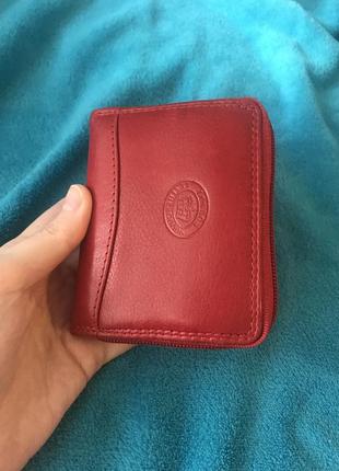 Кожаный картхолдер кошелек для карточек красный