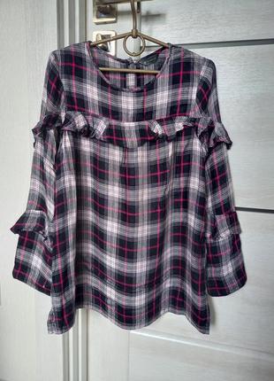Красива нарядна модна шкільна сорочка блузка з довгим рукавом by veri для дівчинки 10 років