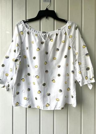 Віскозно котонова блузка в принт лимони comma
