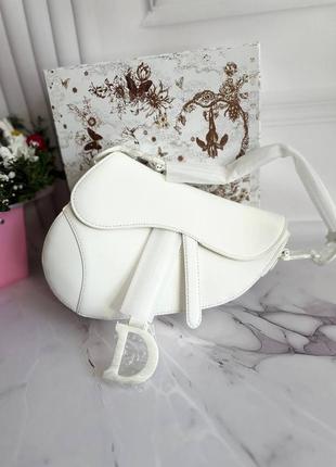 Сумка-діор сідло dior saddle white