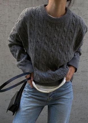 Ворсистый свитер шерсть/кашемир с косами с&amp;a/базовый джемпер оверсайз унисекс