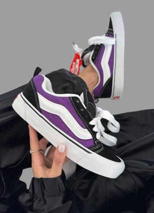 Трендовые женские кеды vans knu skool purple black white premium фиолетовые