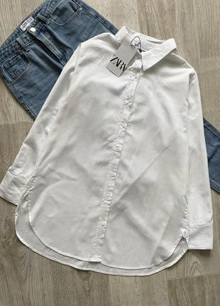 Zara рубашка оверсайз, удоиненная рубашка свободного кроя, блузка, блуза, рубашка туника