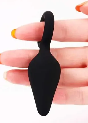 Силиконовая анальная пробка с кольцом velvet ring - черный - 8,6*2,4 см