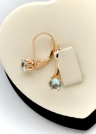 Серьги с голубыми кристаллами xuping m&l (медицинское золото)