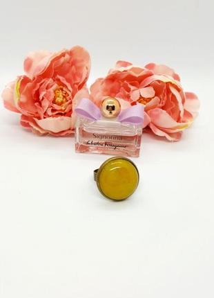 💛💍 стильное круглое кольцо 20 мм натуральный желтый нефрит