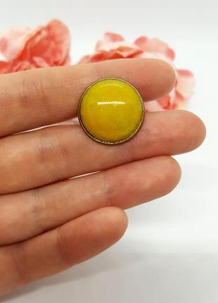 💛💍 стильное круглое кольцо 20 мм натуральный желтый нефрит