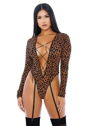 Эротическое леопардовое женское сексуальное боди с подвязками для чулок, женское эротическое белье турция