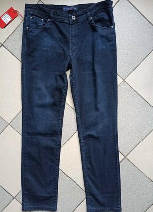 Мужские стильные классические прямые темно синие джинсы