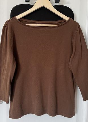 Женская кофта футболка с рукавом 3/4 блузка talbots хлопок коричневая