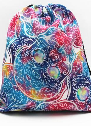 Сумка для взуття різнобарвна з принтом 32х39 для дівчаток1 фото