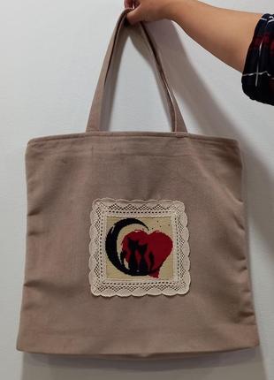 Эко сумка-шоппер уникальная handmade