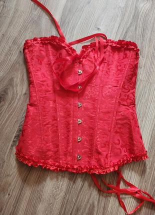 Корсет готический в ретро стиле винтаж винтажный корсаж утяжка бельё гобелен красный y2k