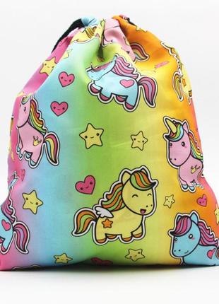 Сумка для взуття різнобарвна з принтом 32х39 для дівчаток