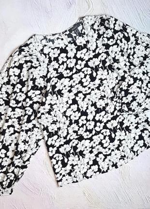 Стильная черно-белая блуза в цветочный принт primark, размер 46 - 48