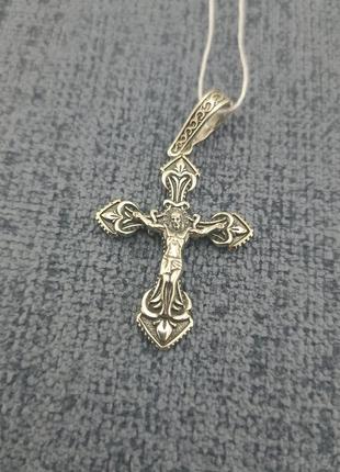 Чоловічий срібний кулон хрестик. православний хрест із срібла 925