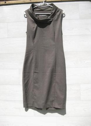 Шерстяное облегающее серое платье zara