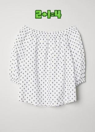 💝2+1=4 базова біла натуральна блуза h&m, розмір 44 - 46