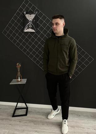 Демісезонний спортивний костюм i'm ukrainian кофта на змійці хакі + штани (двонитка)